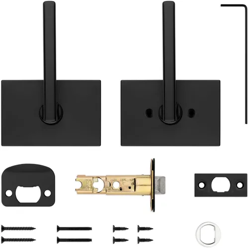 Miniatura 6 de Kwikset Halifax - Manija de puerta de paso interior, palanca para puertas de armario y pasillo, manija reversible sin bloqueo, color negro mate