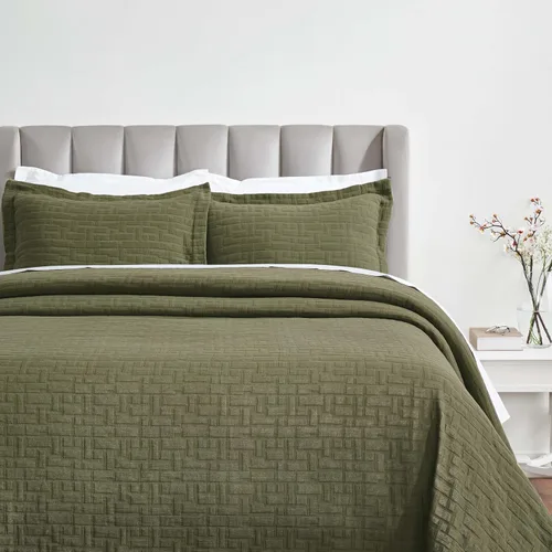 Miniatura 15 de Superior Juego de colcha de algodón con diseño de flor de lis, mantas cálidas, ropa de cama para todas las estaciones, decoración de dormitorio