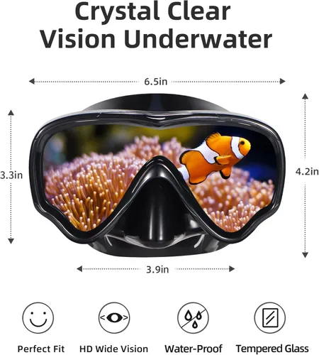 Miniatura 7 de EverSport Gafas de natación para adultos con cubierta para la nariz, máscara de buceo transparente antivaho amplia visión sin borrosidad