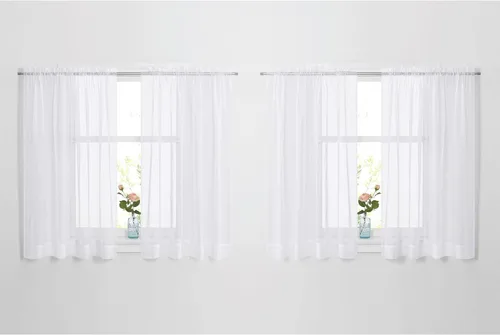 Miniatura 13 de NICETOWN Cortinas traslúcidas de gasa para ventana de dormitorio, bolsillo para barra, elegantes cortinas traslúcidas ligeras que llegan al suelo