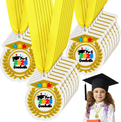 Miniatura 11 de Sratte Medalla de graduación preescolar de jardín de infantes para niños, medallas de premio de graduación con cinta amarilla para el cuello