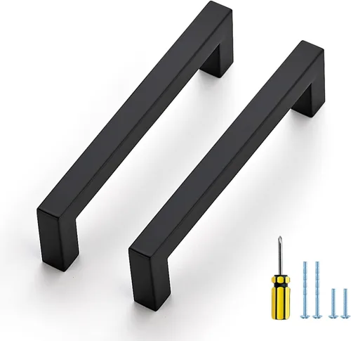 Miniatura 17 de Ravinte Paquete de 5 tiradores cuadrados de gabinete de 2-1/2 pulgadas, manijas negras para gabinetes de cocina, accesorios de cocina negros mate
