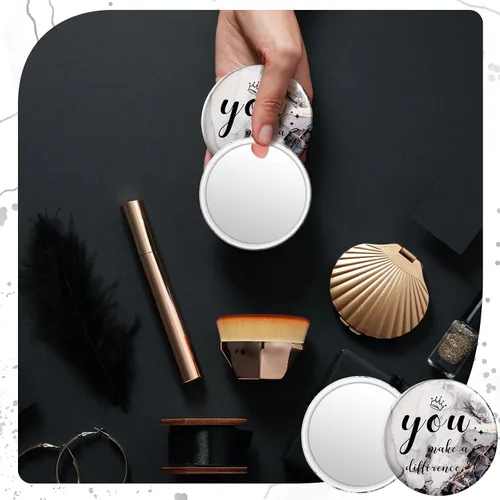 Miniatura 5 de Tradder 48 piezas de 2.76 pulgadas, mini espejo compacto inspirador a granel para maquillaje, monedero de bolsillo para mujeres, día de la madre