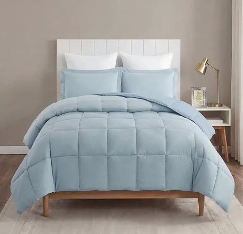 HIG Juego de edredón alternativo prelavado para cama individual, diseño reversible chic, cajón cosido con 4 pestañas de esquina, ligero para todas