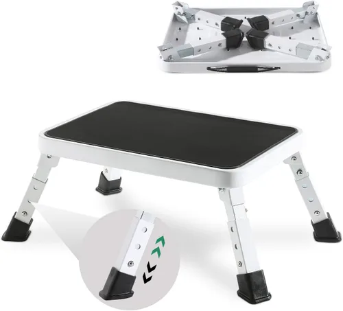 Taburetes plegables ajustables de un solo paso para adultos, taburete de metal resistente para niños/personas mayores, taburete plegable para