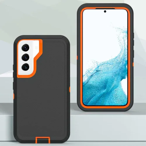 Miniatura 2 de Funda para Galaxy S21, Funda Resistente de Grado Militar Resistente a los Golpes y a Prueba de Caídas para Samsung Galaxy S21, Negro+Naranja Negro