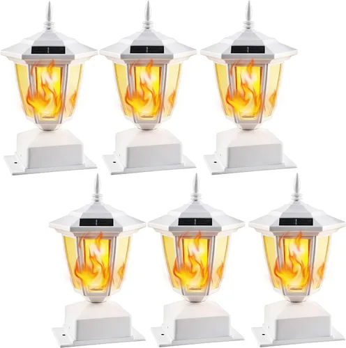 Miniatura 12 de Dynaming Paquete de 2 luces solares para postes de llama para exteriores, lámparas alimentadas por energía solar, luces LED de llama parpadeante