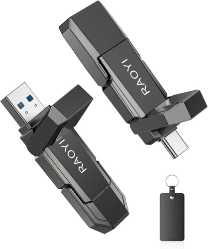 RAOYI SSD externo USB C de 128 GB, unidad de estado sólido 2 en 1 de hasta 450 MB/s USB 3.2 dual + unidad de pulgar tipo C unidad portátil SSD para