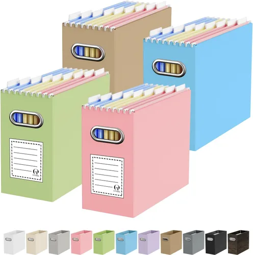 Miniatura 60 de Oterri Caja organizadora de archivos de cartón para colgar carpetas de archivos, tamaño carta, caja de archivos para escritorio de computadora