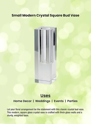 Miniatura 6 de Serene Spaces Living Jarrón cuadrado pequeño y moderno de cristal, florero decorativo para centros de mesa de boda, eventos, fiestas, detalles