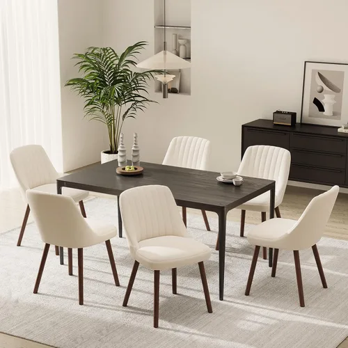 Miniatura 15 de MALOL Juego de 2 sillas tapizadas para comedor, sillas modernas de tela para cocina con respaldo, patas de madera para cocina, comedor, restaurante
