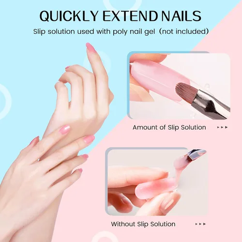 Miniatura 5 de Juego de soluciones deslizantes de uñas de 2.0 fl oz/2fl.oz Solución deslizante para uñas de gel de polietileno, extensión de uñas, solución