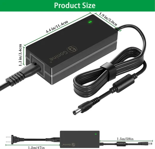 Miniatura 9 de Adaptador de corriente alterna para monitor de 12 V 5 A, cable de carga de 100 a 240 V CA a 12 V CC, 60 W, adecuado para tiras de luz LED Sceptre