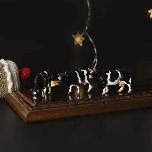 Miniatura 4 de AN4303 15PCS 1:43 Animales de granja Caballos y vacas Escala O PVC bien pintado caballo y vaca Uso para modelo Paisaje Decoración de escritorio