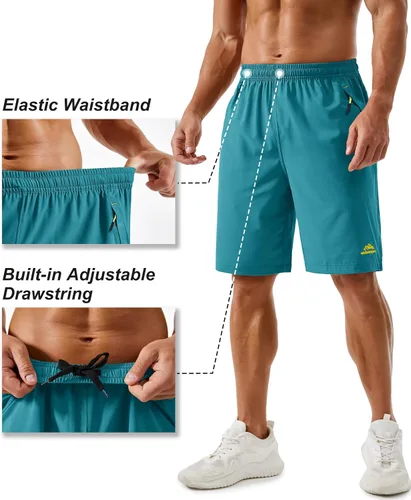 Miniatura 14 de TACVASEN Pantalones cortos deportivos para correr para hombre, 9 pulgadas, de secado rápido, pantalones cortos ligeros de verano, 3 bolsillos