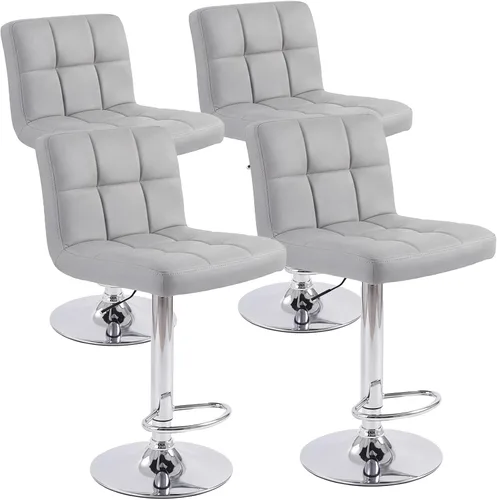 Miniatura 9 de DUMOS Juego de 4 Taburetes de Bar, Taburetes de Bar de Altura de Mostrador de 24 Pulgadas, Taburetes Modernos de Cocina Tapizados con Base de Metal