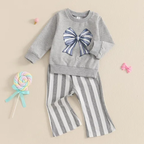 Miniatura 38 de Kaipiclos Ropa occidental para bebé niña, con lindo estampado con volantes, manga larga, pantalones para otoño e invierno, trajes de vaquera