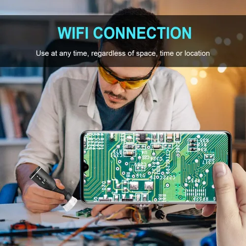 Miniatura 3 de Microscopio digital WiFi para iPhone, teléfono Android, Mac, Windows, HD 1080P/720P, grabación de video 50-1000X, microscopio portátil inalámbrico