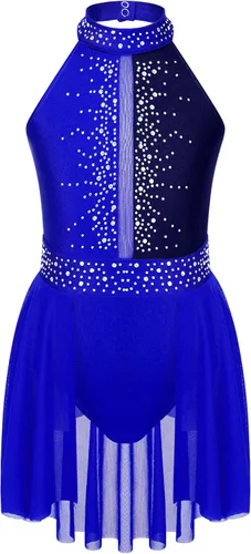Miniatura 43 de CHICTRY Kids Girls Sparkly Rhinestone Ballet Gymnastics Leotards Modern Lyrical Dance Costume