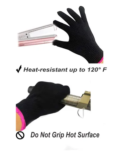 Miniatura 3 de AFT90 Guante resistente al calor para peinar el cabello, rizador, plancha plana y rizador, negro, borde rosa, 1 pieza