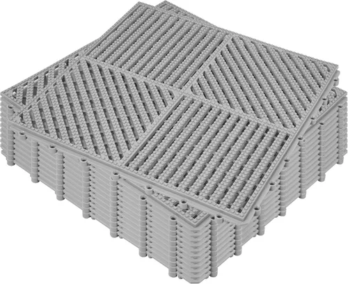 Miniatura 18 de ToLanbbt Cojín modular entrelazado 8P de 11.8 x 11.8 pulgadas, agujeros de drenaje de goma entrelazados antideslizantes para cubierta, ducha