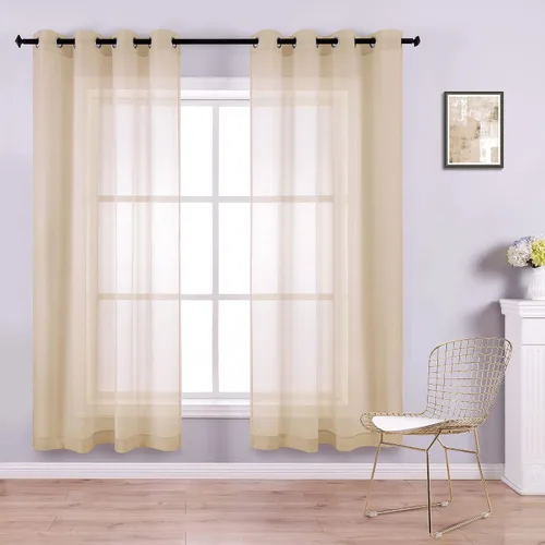 Miniatura 70 de KOUFALL Cortinas traslúcidas de 120 pulgadas de 2 paneles con ojales, juego extra largo de 10 pies de largo, cortinas altas para ventana grande, 52