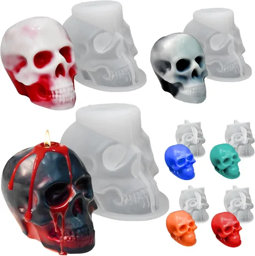 Miniatura 13 de Moldes de vela de calavera de Halloween, moldes de mano de fantasma 3D de calavera de silicona para fundición de resina epoxi, moldes para hacer 1