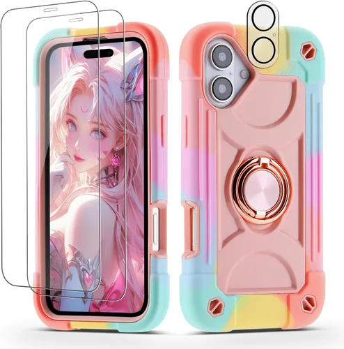 Miniatura 133 de Funda para iPhone 11 de 6.1 pulgadas con soporte de anillo, con 2 protectores de pantalla de vidrio, resistente a los golpes, resistente a