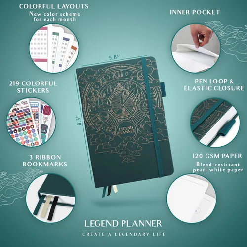 Miniatura 2 de Planificador Semanal Colorido Legend 2ª Edición – Agenda de vida y trabajo sin fecha para gestión del tiempo, establecimiento de objetivos, Lámina