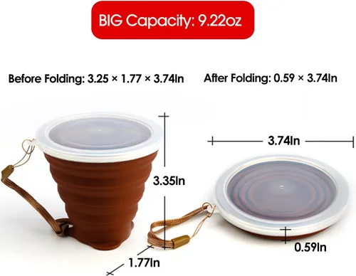Miniatura 4 de ME.FAN Taza de viaje plegable de silicona - Taza de camping plegable con tapas de silicona - Juego de tazas de beber expandibles - Portátil, Paquete
