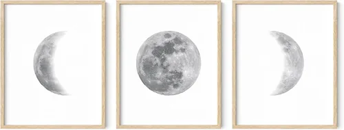 Miniatura 12 de HAUS AND HUES Fases de la Luna - Decoración de pared – Juego de 5 impresiones artísticas de fases lunares, carteles celestiales, 8 x 10 pulgadas sin