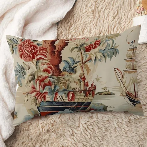 Miniatura 21 de ArogGeld Funda de cojín lumbar asiática de estilo chinoiserie, de lino marrón, pájaro y flor, funda de almohada asiática para sala de estar, A-6