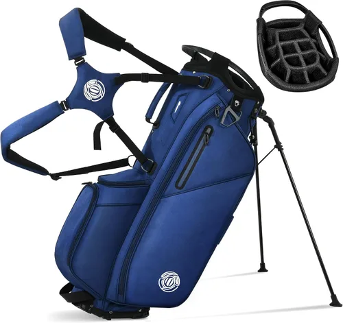 Miniatura 15 de Bolsa de golf con soporte de 14 vías, bolsas de golf ligeras para hombres y mujeres con soporte, doble correa ergonómica acolchada, divisores