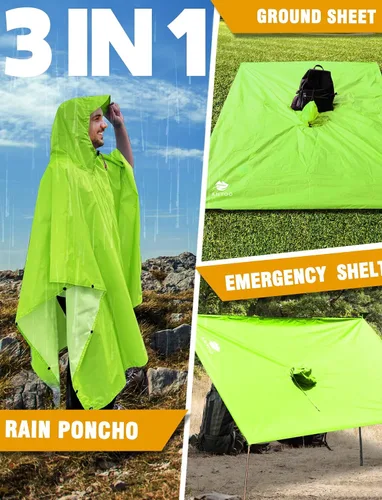 Miniatura 140 de ANYOO Poncho de lluvia con capucha para adultos, impermeable, ligero, para hombres y mujeres, chaqueta de lluvia reutilizable para emergencias al