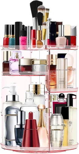 Miniatura 9 de Organizador de maquillaje giratorio de 360 grados, organizador de cosméticos ajustable para bricolaje, carrusel de maquillaje, estante giratorio