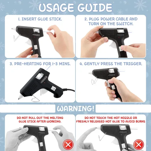 Miniatura 4 de Threlaco 6 Pcs Mini Hot Glue Gun for Class Craft Glue Guns Fast Preheating Hot Melt Gun Low Temp with Burn Protection School DIY Home, 20 W (Black)