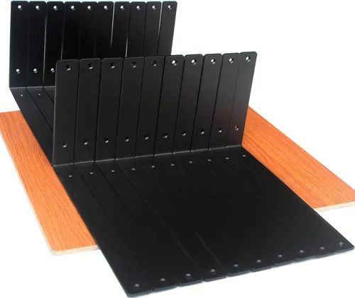 Miniatura 86 de Paquete de 12 soportes de estante en L de 8 pulgadas de largo x 6 pulgadas de alto x 1.5 pulgadas de ancho, 5 mm de grosor, soporte de estante en L