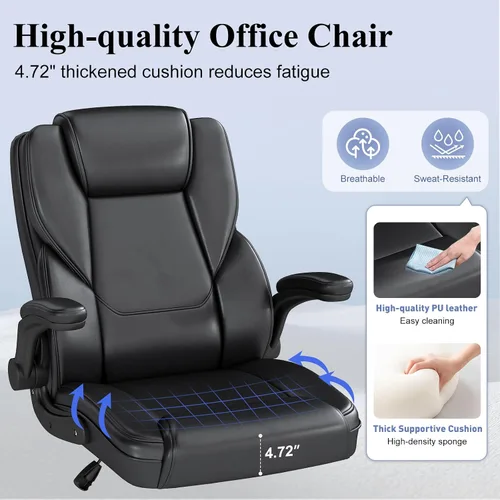 Miniatura 7 de AnyGod Silla de oficina ejecutiva, cómodas sillas ergonómicas de escritorio para computadora con reposabrazos abatibles, soporte lumbar, respaldo