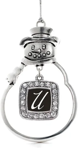 Miniatura 175 de Inspired Silver - Adorno de rodillo de reina - Adorno cuadrado de plata con muñeco de nieve con joyas de circonita cúbica