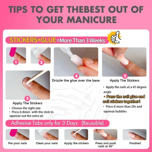 Miniatura 7 de Uñas postizas de presión con forma de almendra rosa de longitud media estilo stiletto, uñas artificiales de gel suave reutilizables acrílicas