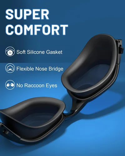Miniatura 7 de Gafas de natación polarizadas, gafas de natación unisex para adultos, antivaho, anti UV, vista amplia, gafas de piscina para hombres y mujeres