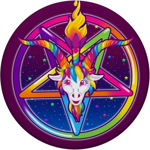Miniatura 3 de Rainbow Baphomet Pentagram Sigil Popsocket Cabeza de cabra – PopSockets Grip y soporte para teléfonos y tabletas, Negro