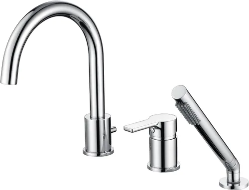 Miniatura 10 de SUMERAIN Grifo de bañera romano negro mate 3 agujeros de montaje en cubierta grifo de bañera con rociador de ducha de mano