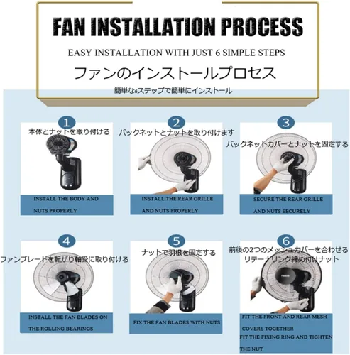 Miniatura 7 de Ventilador de montaje en pared para decoración de almacén, proporciona refrigeración silenciosa, ventilador industrial de 20 pulgadas montado