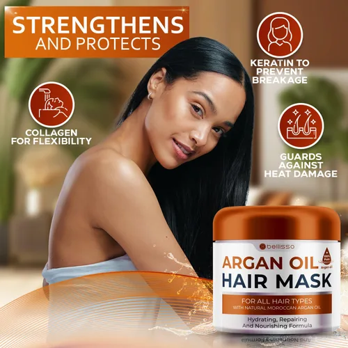 Miniatura 4 de Máscara de aceite de argán marroquí - Hidratante acondicionador profundo para cabello seco y extremadamente dañado - Tratamiento reparador