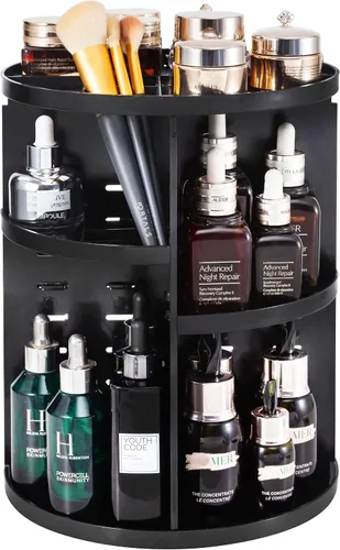 Seinlife - Organizador de maquillaje giratorio de 360 grados, soporte giratorio ajustable para automaquillaje, exhibidor plegable de almacenamiento