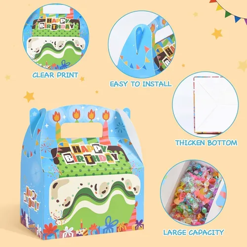 Miniatura 4 de WERNNSAI Paquete de 12 cajas de regalo de fiesta de cumpleaños, decoraciones de fiesta de feliz cumpleaños, cajas de dulces para niñas y niños