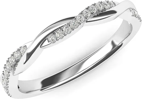 Miniatura 2 de Anillo de oro blanco de 14 quilates de 0.098 in con diseño de vid torcida pequeña de diamantes de imitación, anillo de boda a juego