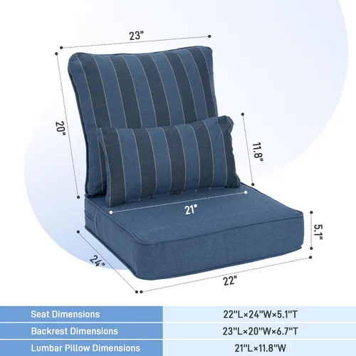 Miniatura 2 de Aoodor Cojín para silla de exterior, 22 x 24 pulgadas, resistente al agua, resistente a la decoloración, cojines de asiento de patio con funda