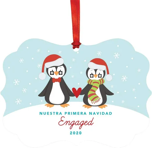 Miniatura 18 de Andaz Press Adorno de recuerdo de Navidad con marco de fantasía de familia española, Nuestra Primera Navidad Como UNA Familia De Tres 2024, Familia